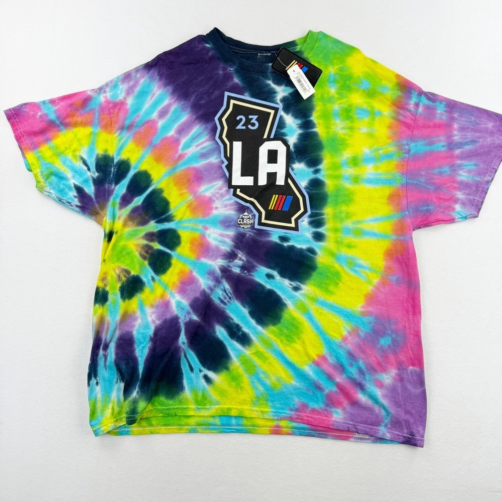 NASCAR LA Los Angeles 2023 Tie Dye T-Shirt Size 2XL Mens Purple Green - NEW